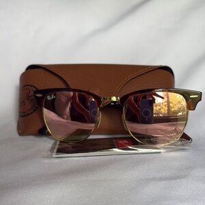 Ray-Ban Gold and Brown Aviator Sunglasses